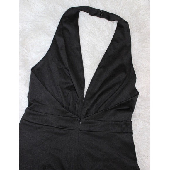Gorgeous Deep V-Neck Black Halter Pantsuit Jumper - Picture 5 of 8